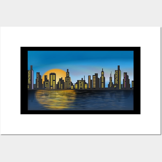 Cityscape at night Wall Art by Redbooster